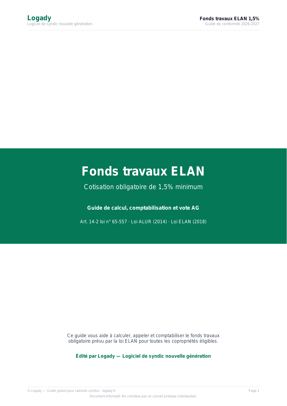 Apercu page 1 : Guide gratuit Fonds travaux ELAN 1,5% — Copropriétés